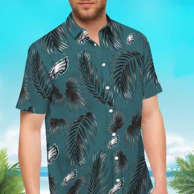 NFL Philadelphia Eagles Hawaiian Shirt Palm Leaf Pattern All Over Print NFL Philadelphia Eagles Hawaiian Shirt Palm Leaf Pattern All Over Print