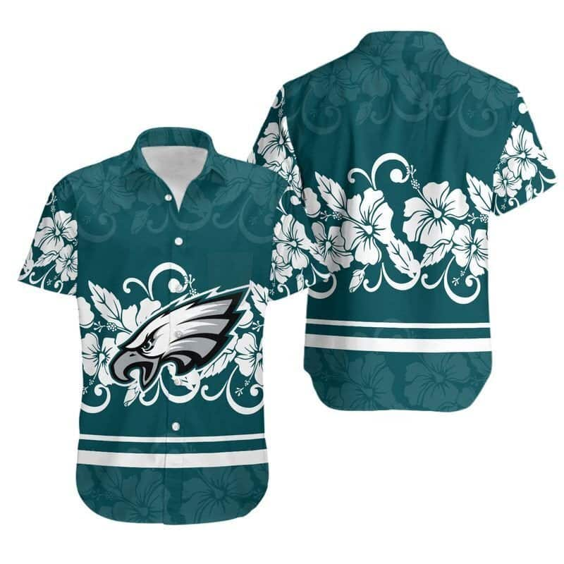 Hibiscus Flowers Pattern NFL Philadelphia Eagles Hawaiian Shirt For Football Fans