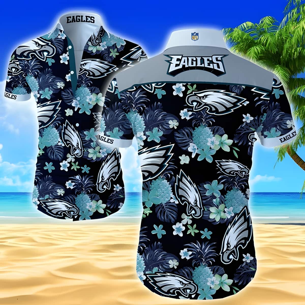 NFL Philadelphia Eagles Hawaiian Shirt Tropical Pineapple Pattern NFL Philadelphia Eagles Hawaiian Shirt Tropical Pineapple Pattern