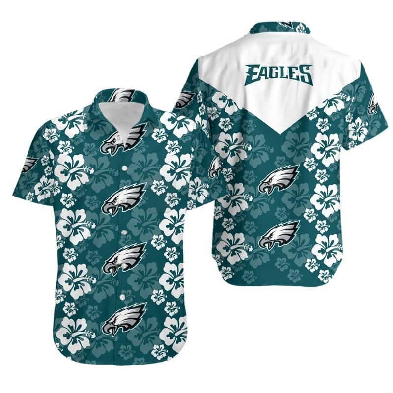 NFL Philadelphia Eagles Hawaiian Shirt Hibiscus Pattern Football Gift For Men NFL Philadelphia Eagles Hawaiian Shirt Hibiscus Pattern Football Gift For Men