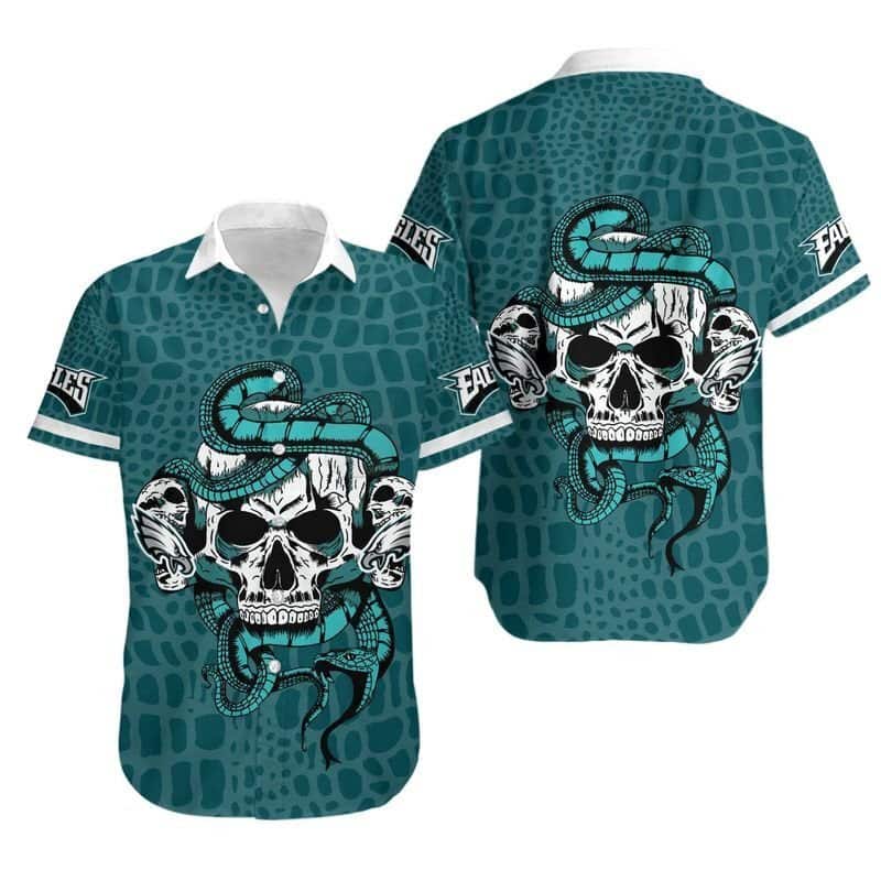 Snake And Skull NFL Philadelphia Eagles Hawaiian Shirt Snake And Skull NFL Philadelphia Eagles Hawaiian Shirt