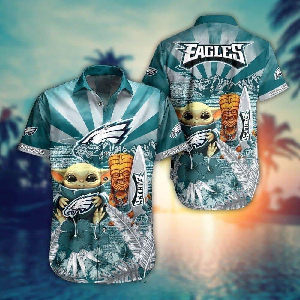 Baby Yoda Star Wars Loves NFL Philadelphia Eagles Hawaiian Shirt