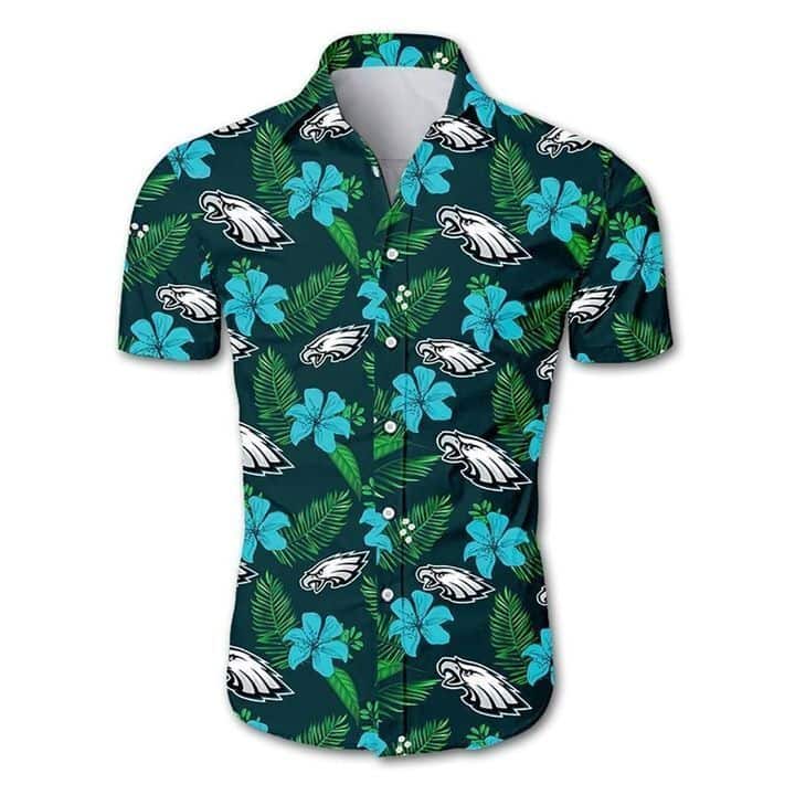 NFL Philadelphia Eagles Hawaiian Shirt Tropical Flower Summer Beach Gift NFL Philadelphia Eagles Hawaiian Shirt Tropical Flower Summer Beach Gift