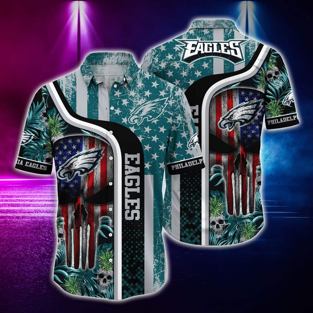 NFL Philadelphia Eagles Hawaiian Shirt US Flag Independence Day 4th Of July