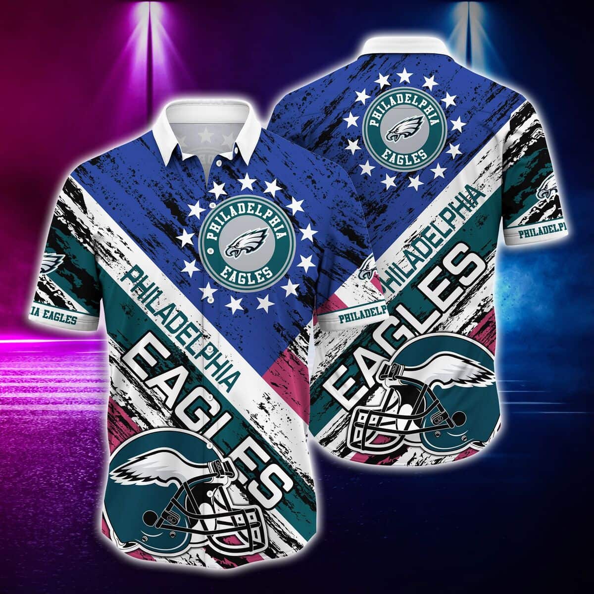 NFL Philadelphia Eagles Hawaiian Shirt Football Helmet