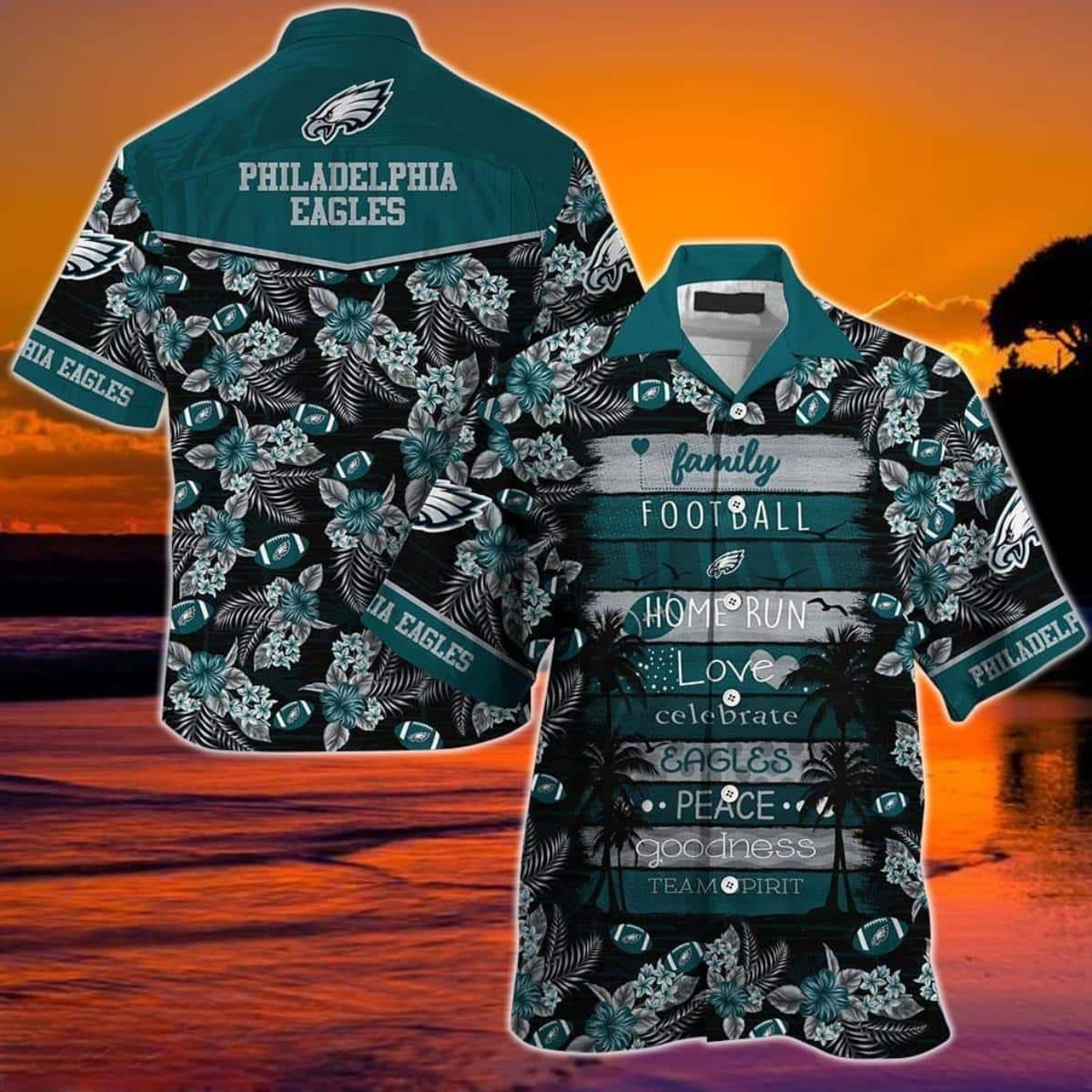 Family Football NFL Philadelphia Eagles Hawaiian Shirt Beach Gift For Him