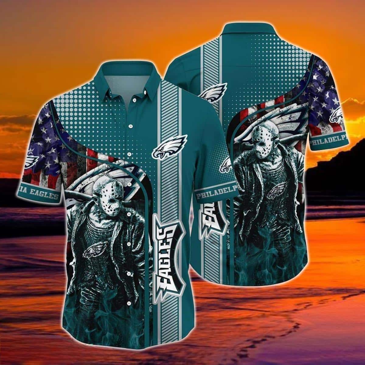Jason Voorhees NFL Philadelphia Eagles Hawaiian Shirt Jason Voorhees NFL Philadelphia Eagles Hawaiian Shirt