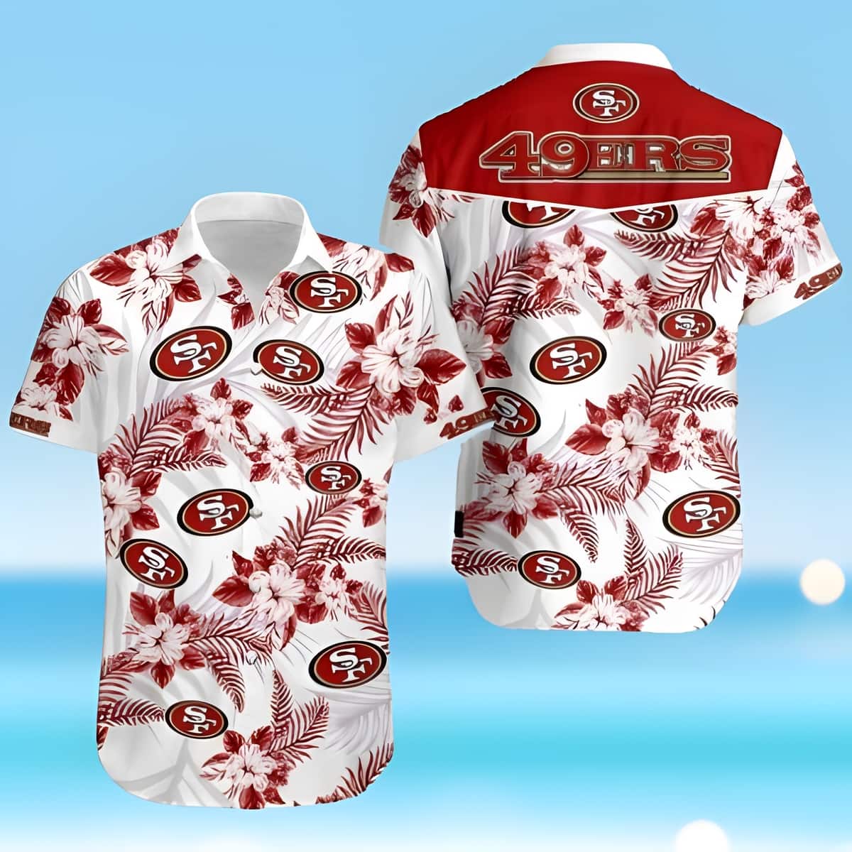 NFL San Francisco 49ers Hawaiian Shirt Tropical Flower Pattern Beach Lovers Gift NFL San Francisco 49ers Hawaiian Shirt Tropical Flower Pattern Beach Lovers Gift