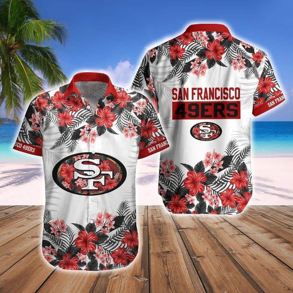 NFL San Francisco 49ers Hawaiian Shirt Hibiscus Flower Pattern NFL San Francisco 49ers Hawaiian Shirt Hibiscus Flower Pattern
