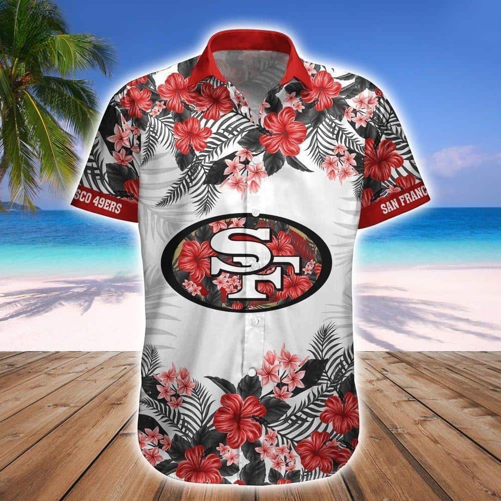 NFL San Francisco 49ers Hawaiian Shirt Hibiscus Flower Pattern NFL San Francisco 49ers Hawaiian Shirt Hibiscus Flower Pattern