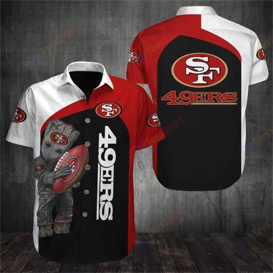 Groot Loves NFL San Francisco 49ers Hawaiian Shirt Groot Loves NFL San Francisco 49ers Hawaiian Shirt