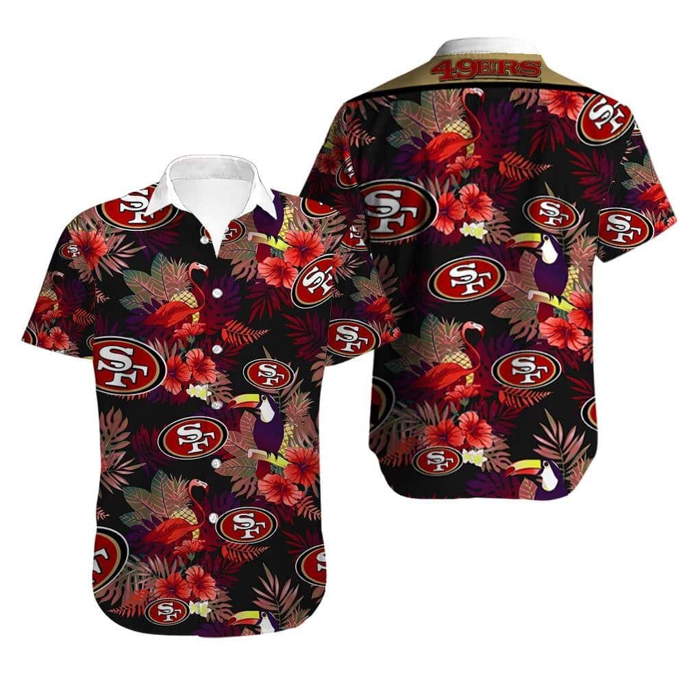 NFL San Francisco 49ers Hawaiian Shirt Tropical Pattern NFL San Francisco 49ers Hawaiian Shirt Tropical Pattern