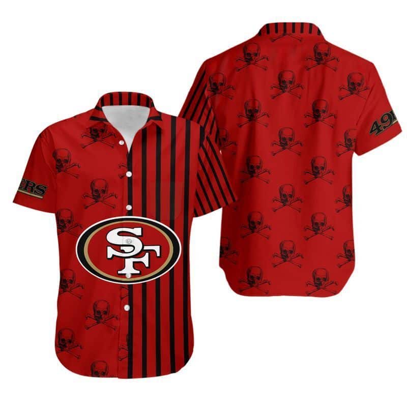 Stripes And Skull NFL San Francisco 49ers Hawaiian Shirt Stripes And Skull NFL San Francisco 49ers Hawaiian Shirt