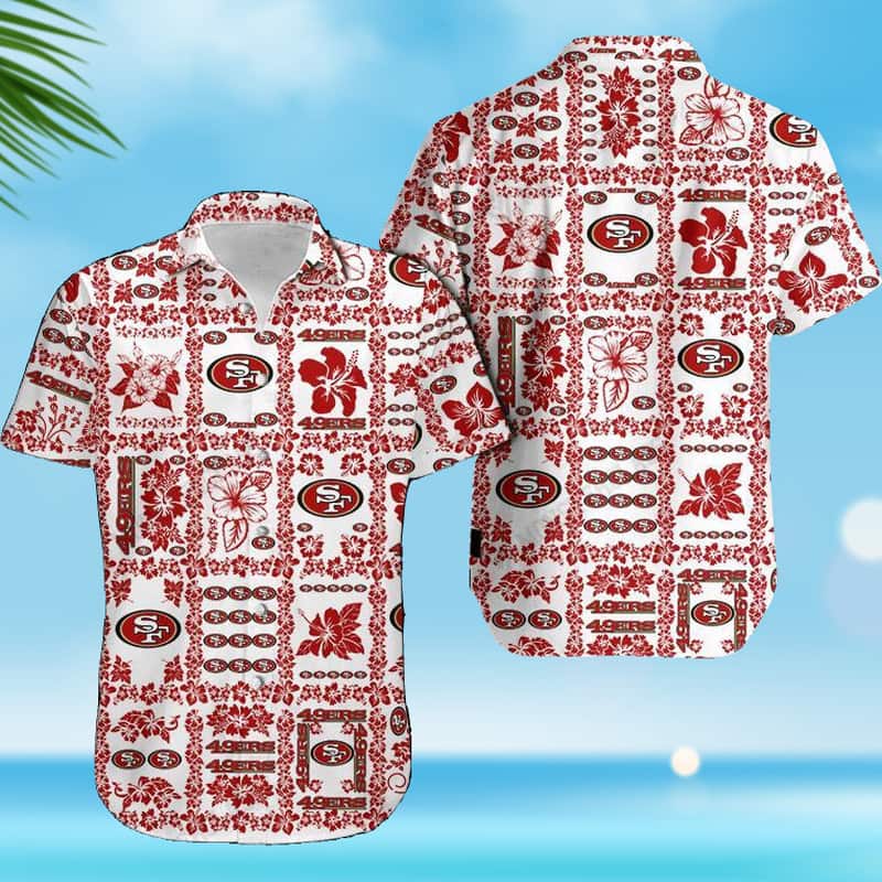 NFL San Francisco 49ers Hawaiian Shirt Hibiscus Flower Pattern Summer Vacation Gift NFL San Francisco 49ers Hawaiian Shirt Hibiscus Flower Pattern Summer Vacation Gift