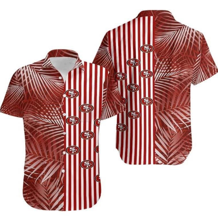 NFL San Francisco 49ers Hawaiian Shirt Palm Leaves Pattern NFL San Francisco 49ers Hawaiian Shirt Palm Leaves Pattern