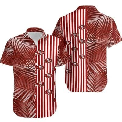 NFL San Francisco 49ers Hawaiian Shirt Palm Leaves Pattern NFL San Francisco 49ers Hawaiian Shirt Palm Leaves Pattern