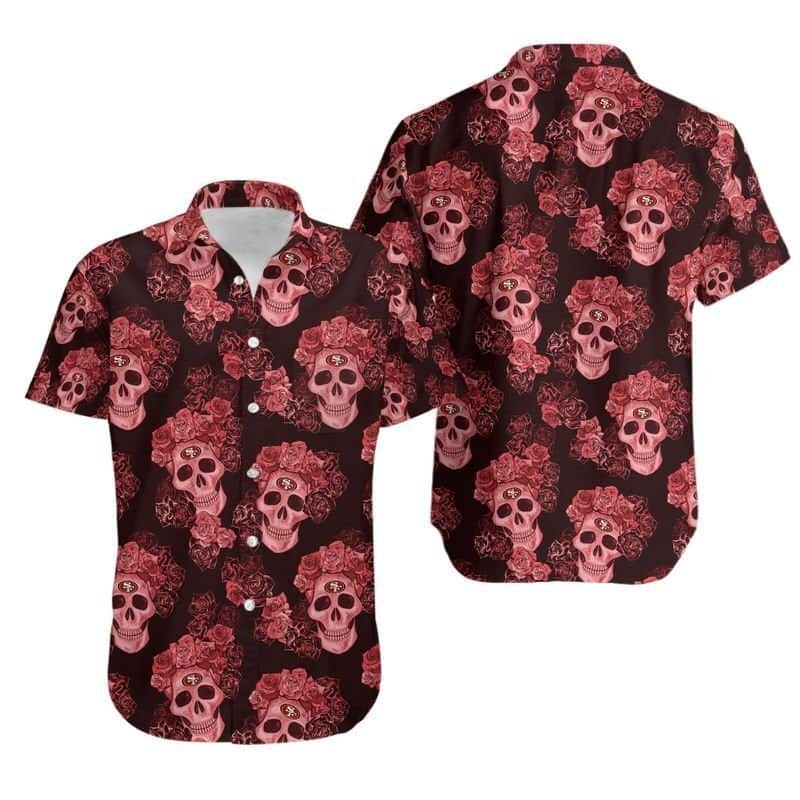 NFL San Francisco 49ers Hawaiian Shirt Mystery Skull And Flower