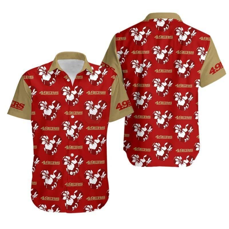 NFL San Francisco 49ers Hawaiian Shirt Mickey Mouse Flower NFL San Francisco 49ers Hawaiian Shirt Mickey Mouse Flower