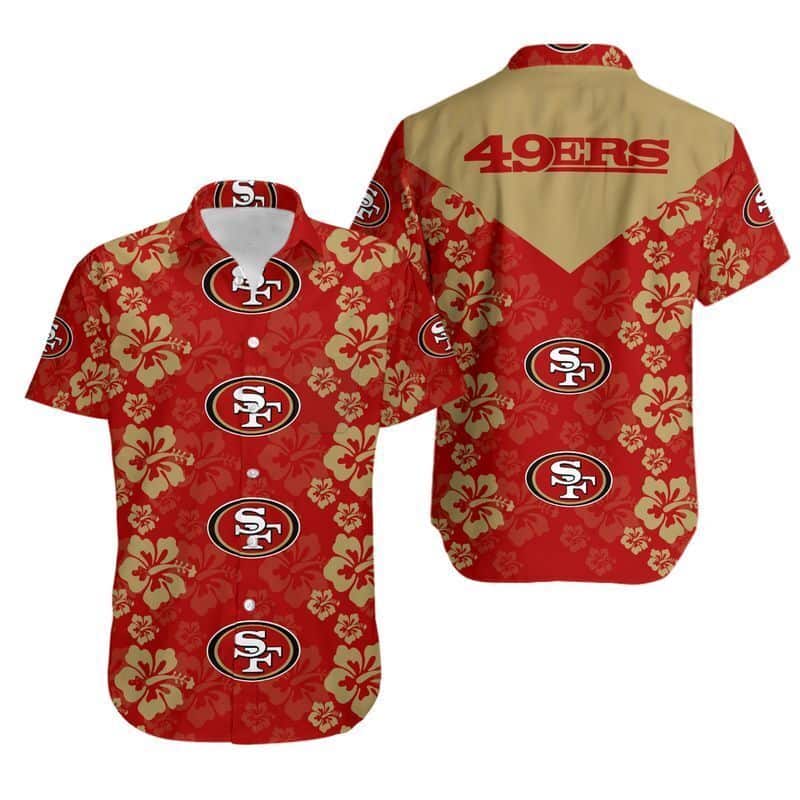 NFL San Francisco 49ers Hawaiian Shirt Hibiscus Flower Pattern Football Gift NFL San Francisco 49ers Hawaiian Shirt Hibiscus Flower Pattern Football Gift