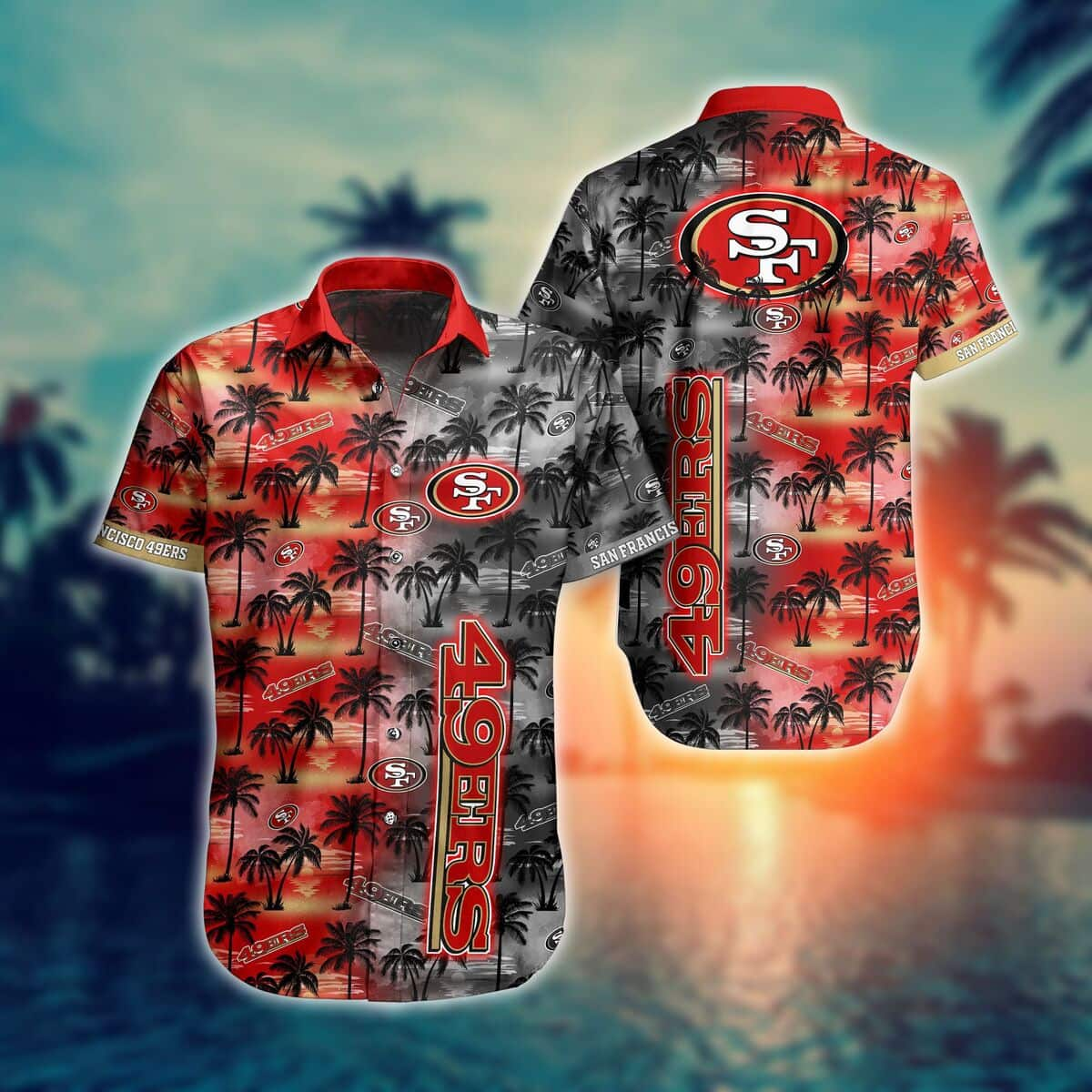 Vintage NFL San Francisco 49ers Hawaiian Shirt Beach Vacation Gift