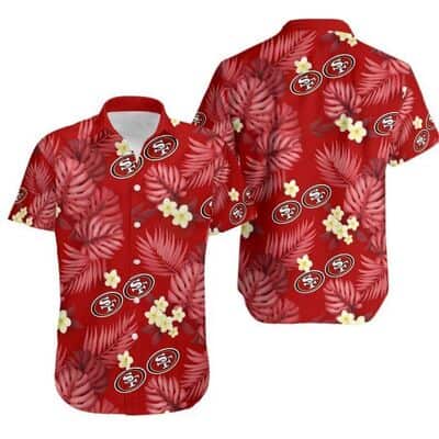 NFL San Francisco 49ers Hawaiian Shirt Palm Leaves And Flowers Pattern NFL San Francisco 49ers Hawaiian Shirt Palm Leaves And Flowers Pattern