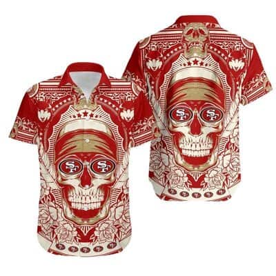 NFL San Francisco 49ers Hawaiian Shirt Skull Pattern All Over Print NFL San Francisco 49ers Hawaiian Shirt Skull Pattern All Over Print
