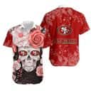 Skull Rose With NFL San Francisco 49ers Hawaiian Shirt Skull Rose With NFL San Francisco 49ers Hawaiian Shirt