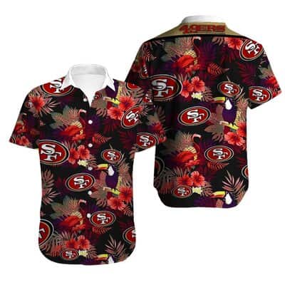 NFL San Francisco 49ers Hawaiian Shirt Tropical Pattern All Over Print NFL San Francisco 49ers Hawaiian Shirt Tropical Pattern All Over Print