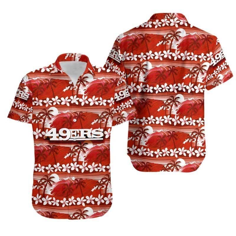 NFL San Francisco 49ers Hawaiian Shirt Coconut Trees And Flowers NFL San Francisco 49ers Hawaiian Shirt Coconut Trees And Flowers