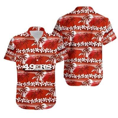 NFL San Francisco 49ers Hawaiian Shirt Coconut Trees And Flowers NFL San Francisco 49ers Hawaiian Shirt Coconut Trees And Flowers
