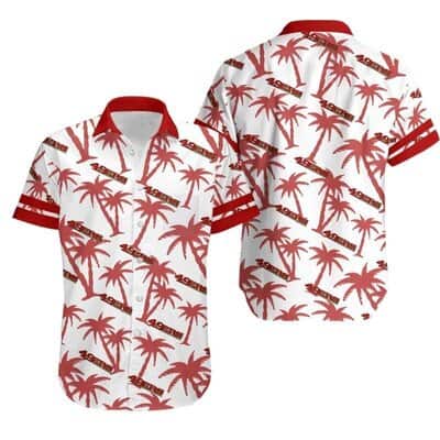 NFL San Francisco 49ers Hawaiian Shirt Coconut Trees On White Theme NFL San Francisco 49ers Hawaiian Shirt Coconut Trees On White Theme