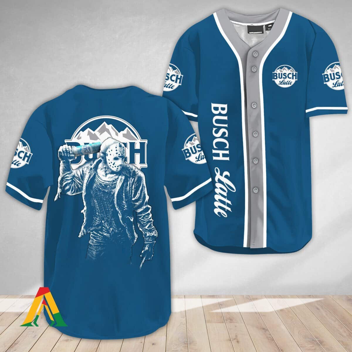 Jason Voorhees With Busch Latte Baseball Jersey Beer Lovers Gift Jason Voorhees With Busch Latte Baseball Jersey Beer Lovers Gift