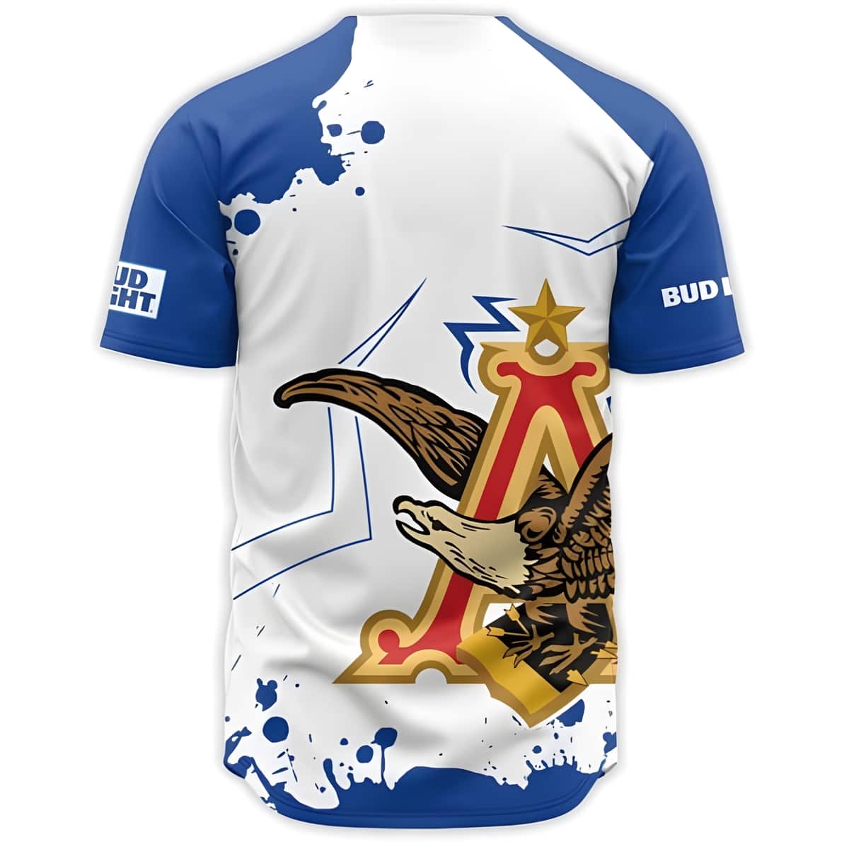 Bud Light Beer Baseball Jersey Anheuser Eagle Logo Bud Light Beer Baseball Jersey Anheuser Eagle Logo