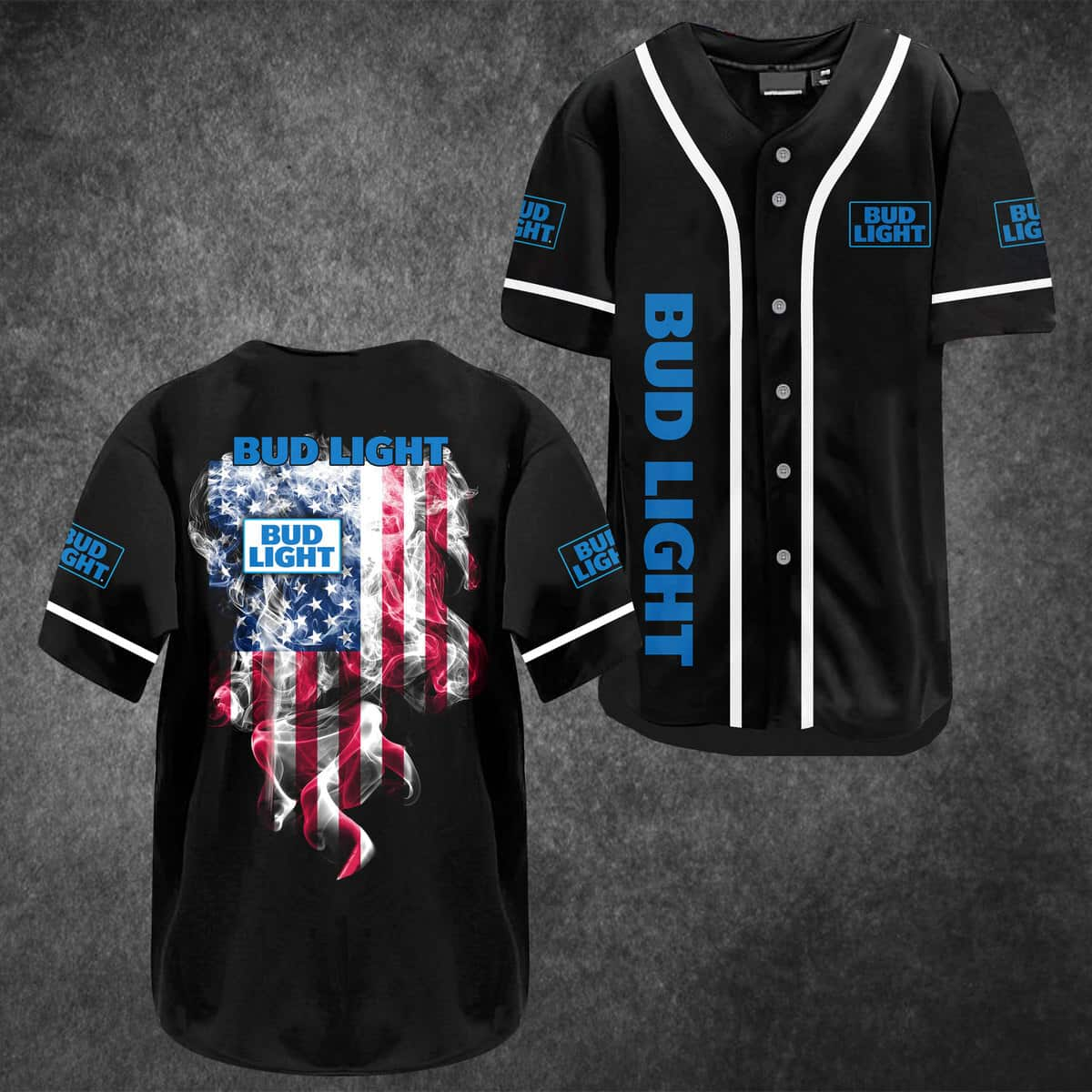 Bud Light Baseball Jersey Smoke US Flag