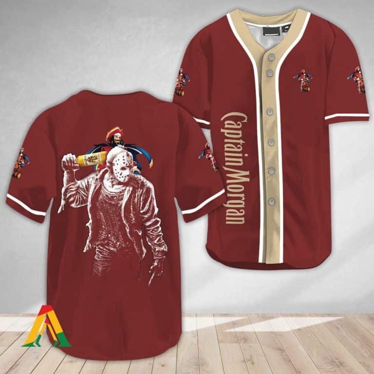 Horror Jason Voorhees Captain Morgan Baseball Jersey Horror Jason Voorhees Captain Morgan Baseball Jersey