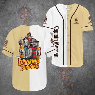 Freddy vs. Jason Drinking Buddies Captain Morgan Baseball Jersey Freddy vs. Jason Drinking Buddies Captain Morgan Baseball Jersey