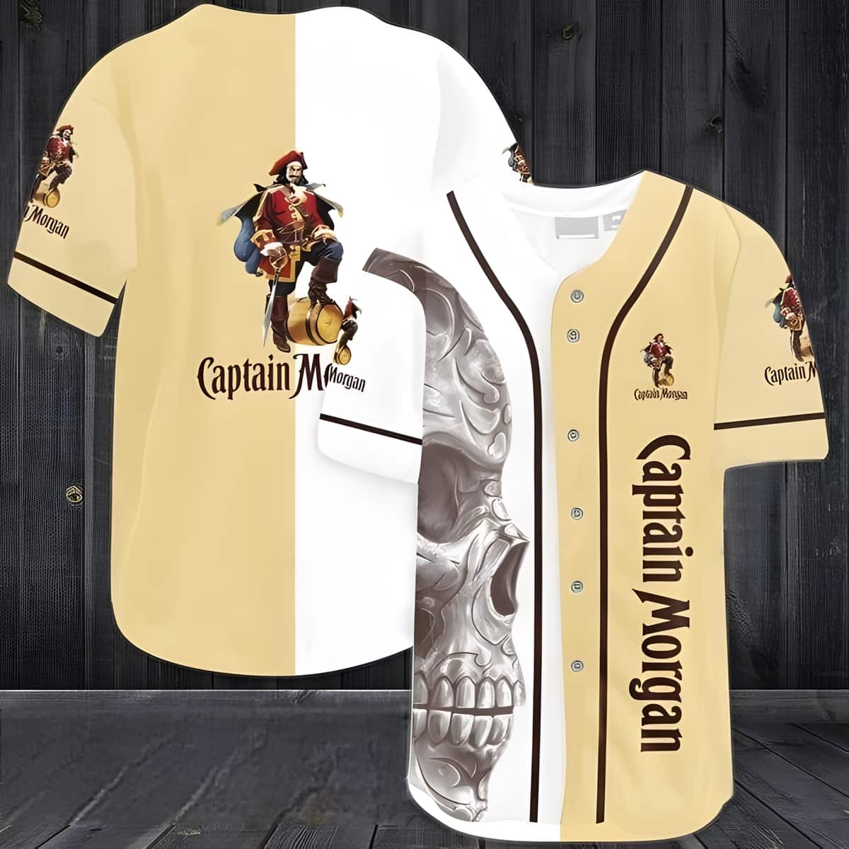 Horror Skull Captain Morgan Baseball Jersey Horror Skull Captain Morgan Baseball Jersey