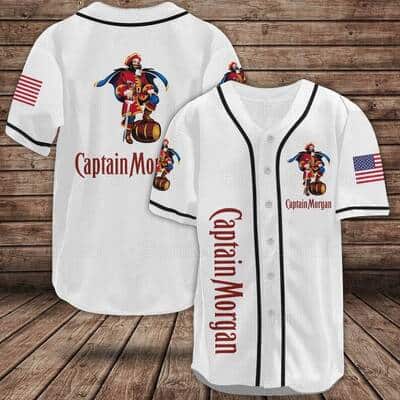 White Captain Morgan Baseball Jersey US Flag