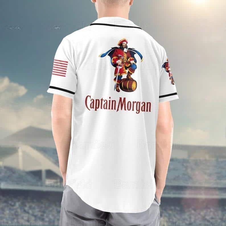 White Captain Morgan Baseball Jersey US Flag White Captain Morgan Baseball Jersey US Flag