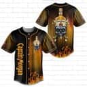 Captain Morgan Baseball Jersey Skull With Fire Pattern