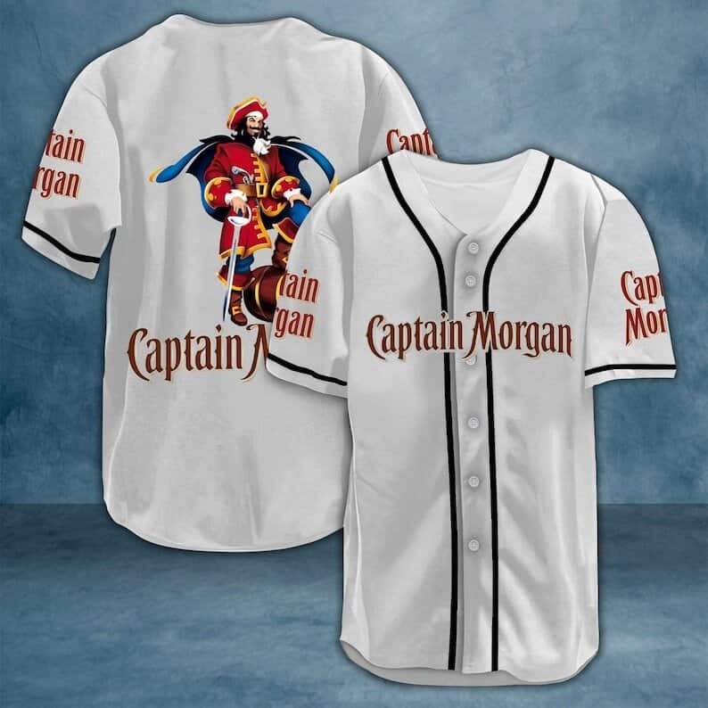 White Captain Morgan Baseball Jersey Gift For Sports Dad White Captain Morgan Baseball Jersey Gift For Sports Dad