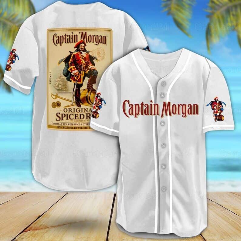 White Captain Morgan Rum Baseball Jersey Gift For Best Friend White Captain Morgan Rum Baseball Jersey Gift For Best Friend