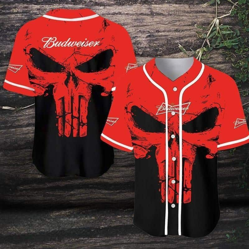 Retro Skull Budweiser Beer Baseball Jersey Gift For Him