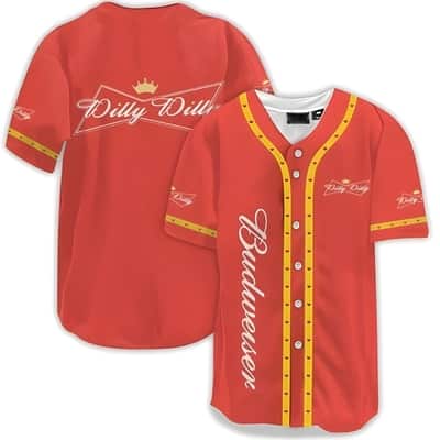 White Dilly Dilly Budweiser Baseball Jersey Sports Gift For Him White Dilly Dilly Budweiser Baseball Jersey Sports Gift For Him