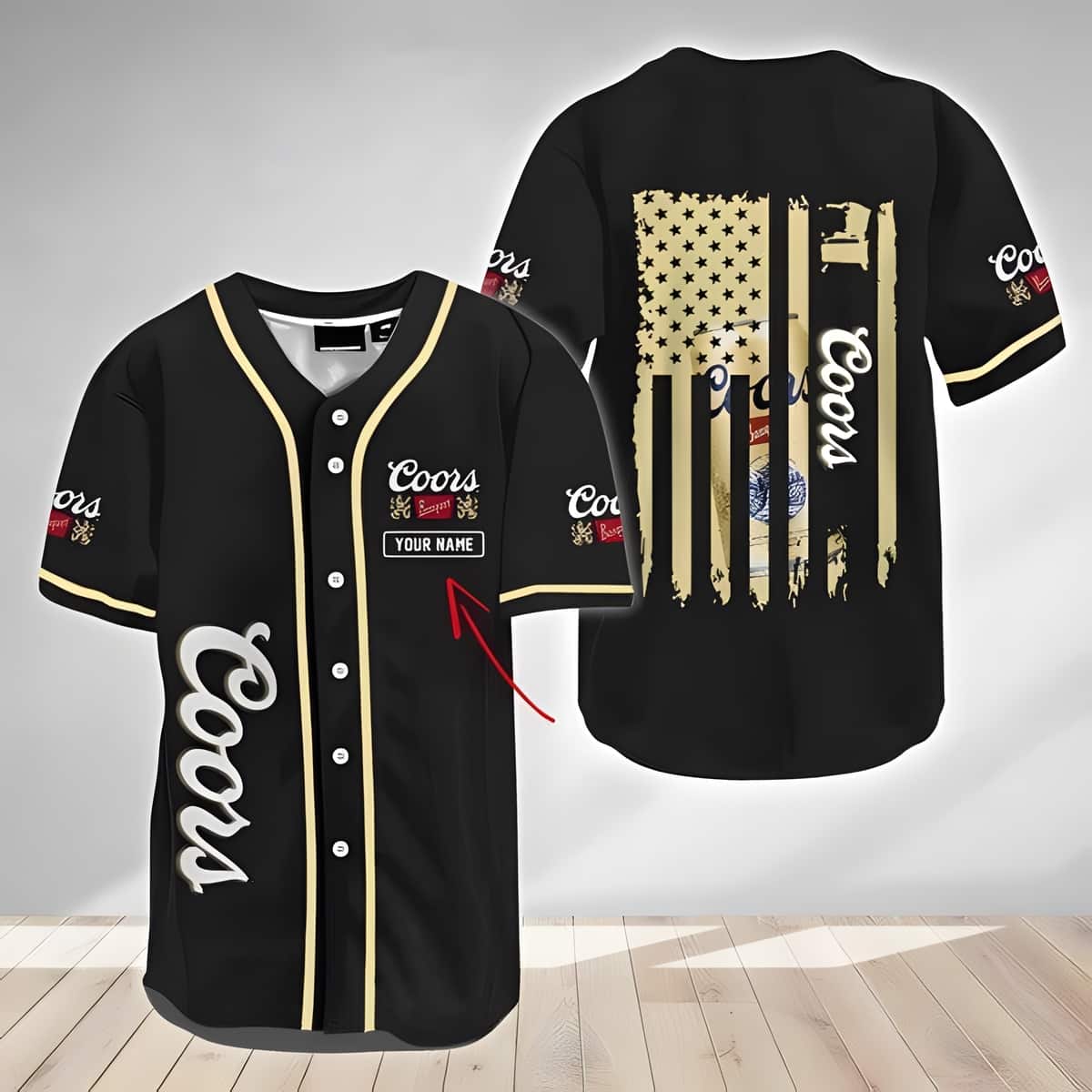 Personalized USA Flag Coors Banquet Baseball Jersey Custom Name Personalized USA Flag Coors Banquet Baseball Jersey Custom Name