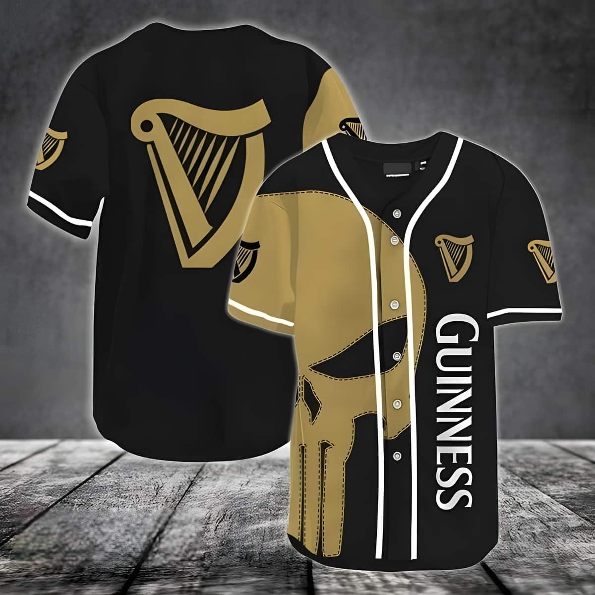 Brown Skull Guinness Beer Baseball Jersey Baseball Fans Gift