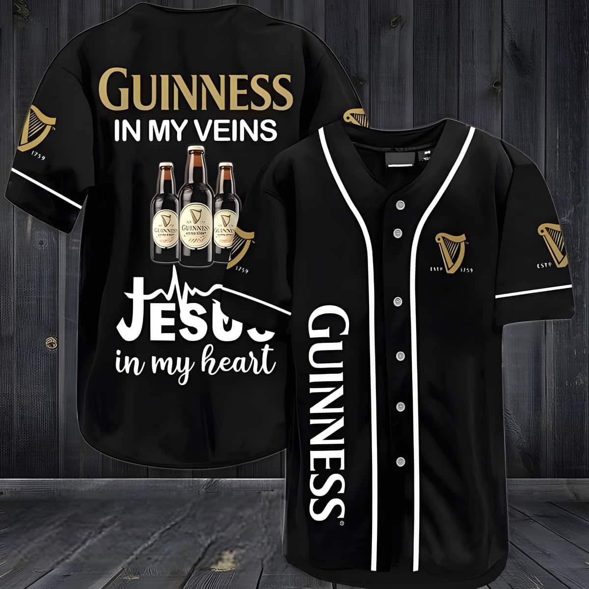 Guinness In My Veins Baseball Jersey Jesus In My Heart Guinness In My Veins Baseball Jersey Jesus In My Heart