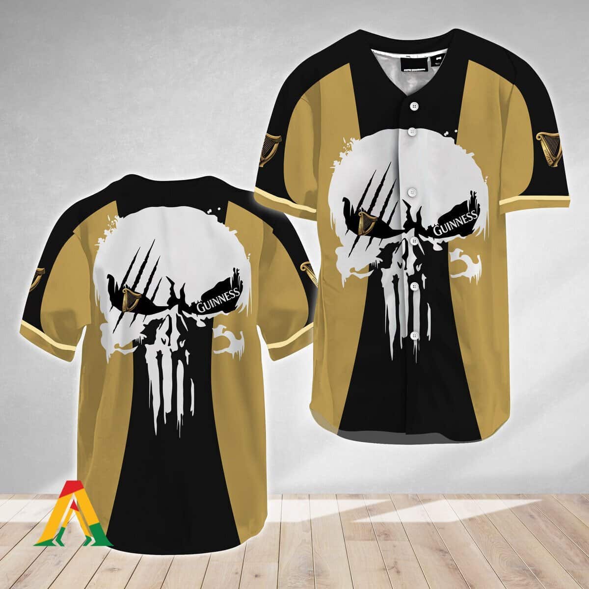 Scratchy White Ghost Skull With Guinness Beer Baseball Jersey Scratchy White Ghost Skull With Guinness Beer Baseball Jersey