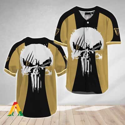 Scratchy White Ghost Skull With Guinness Beer Baseball Jersey