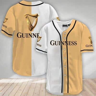 Guinness Beer Baseball Jersey White And Beige Split Guinness Beer Baseball Jersey White And Beige Split